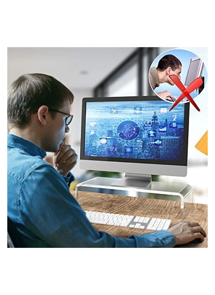 erorex - Clear Computer Stand, Acrylic Monitor Riser with Sturdy, Hold up to 50lbs Desktop Stand Heavy Duty Acrylic, for Ergonomic Working - Image 1