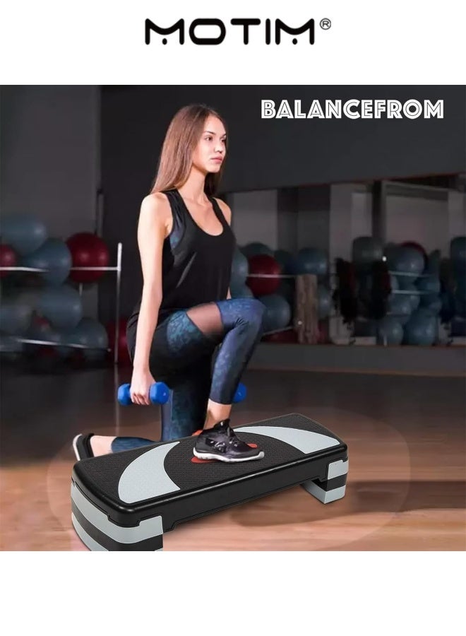 موتيم منصة خطوة التمارين الهوائية مع 3 مستويات ارتفاع قابل للتعديل للصالة الرياضية المنزلية  وقوة القلب  والقلب  وتنغيم الساق الأساسية  والتدريب على التوازن والتدريبات منخفضة التأثير - Image 5