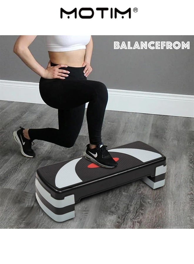موتيم منصة خطوة التمارين الهوائية مع 3 مستويات ارتفاع قابل للتعديل للصالة الرياضية المنزلية  وقوة القلب  والقلب  وتنغيم الساق الأساسية  والتدريب على التوازن والتدريبات منخفضة التأثير - Image 2