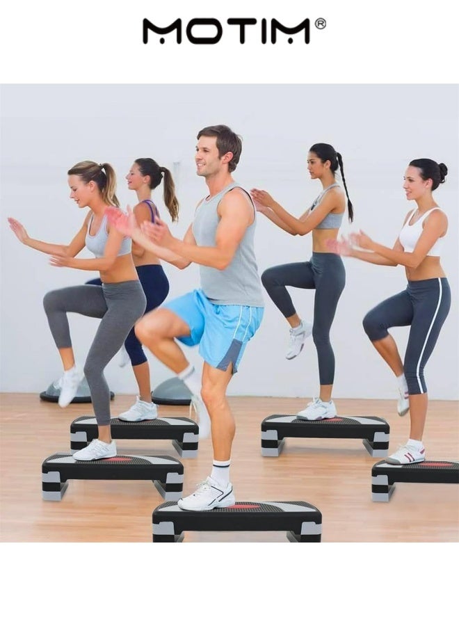 موتيم منصة خطوة التمارين الهوائية مع 3 مستويات ارتفاع قابل للتعديل للصالة الرياضية المنزلية  وقوة القلب  والقلب  وتنغيم الساق الأساسية  والتدريب على التوازن والتدريبات منخفضة التأثير - Image 4
