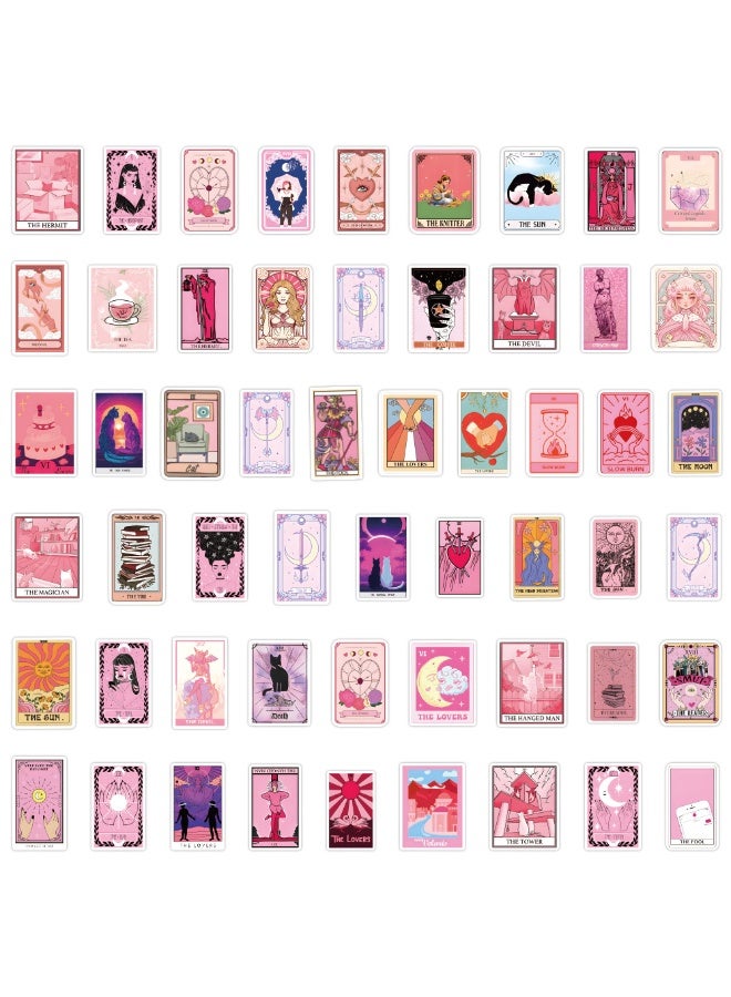 NIBEMINENT 55 Pcs Pink Tarot Deco Kit Waterproof Stickers, High Definition Printing Bright Colors, Suitable for Laptop Skateboard Luggage Water Bottle Guitar DIY  - Image 3
