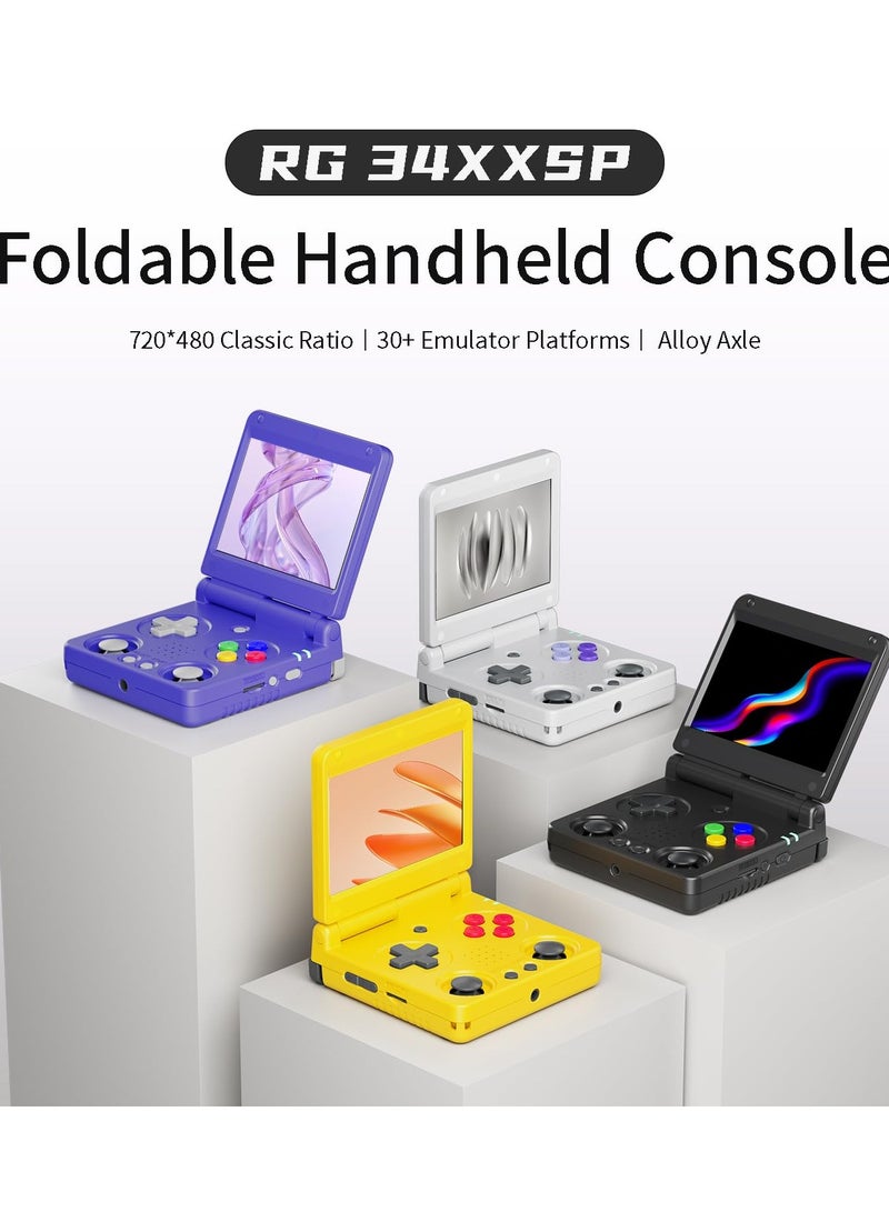 ANBERNIC  RG34XXSP Foldable Retro Handheld Game Console , 3.4 Inch IPS Screen Linux System Sunken Dual Joystick Built-in 64G TF Card 4353 Games Handheld Emulator Support 5G WiFi Bluetooth TV Output(Indigo) - Image 2