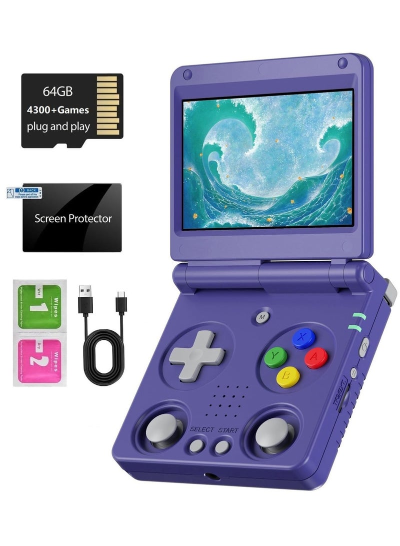 ANBERNIC  RG34XXSP Foldable Retro Handheld Game Console , 3.4 Inch IPS Screen Linux System Sunken Dual Joystick Built-in 64G TF Card 4353 Games Handheld Emulator Support 5G WiFi Bluetooth TV Output(Indigo) - Image 1