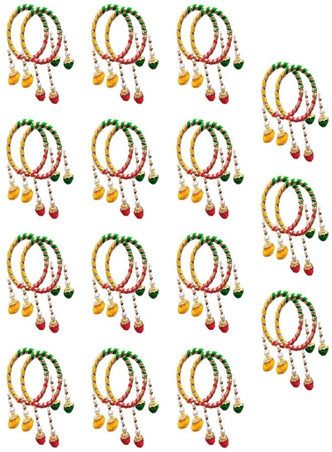 Natali Traders Handmade Gota Patti Bangles with Hangings Return Gifts for Women, Ladies for Pooja Varalakshmi Vratham, Wedding, Haldi Ceremony, Mehandi Function Giveaways, Bridal Shower Gifting (15 Pair) - Image 1