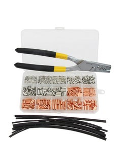 970pcs Copper Terminal Set CopperPipe Terminals Kit with Terminals Box Terminals with Heat-shrinkable Tube CopperPipe Connector Copper Cable Crimp Terminal
