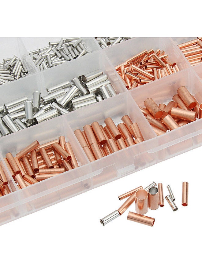 Generic - 970pcs Copper Terminal Set CopperPipe Terminals Kit with Terminals Box Terminals with Heat-shrinkable Tube CopperPipe Connector Copper Cable Crimp Terminal - Image 1