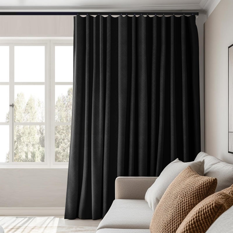 MaKefeile Room Divider Curtains Total Blackout Privacy Curtain Panel Room Thermal Insulated Noise Reduction Curtains for Bedroom Window Living Room Ceiling Track Curtain W 12.5 ft Ã— H 8ft Black - Image 5