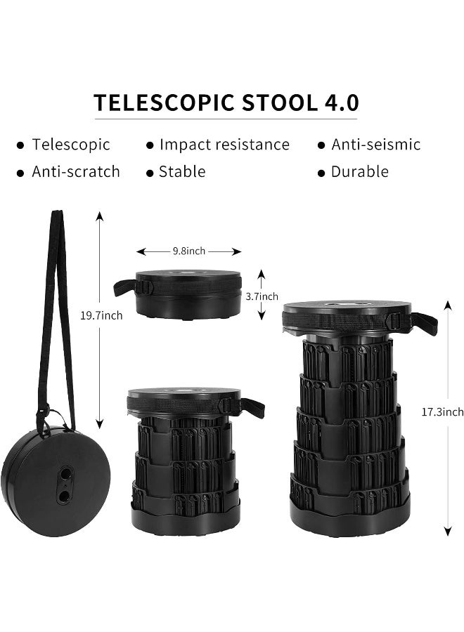 AWH Aminery Multifunctional Foldable Chair Shrink Stool Portable Telescoping Stool, Retractable for Camping Garden Fishing Hiking Travel BBQ, Adjustable Plastic Stools - Image 2