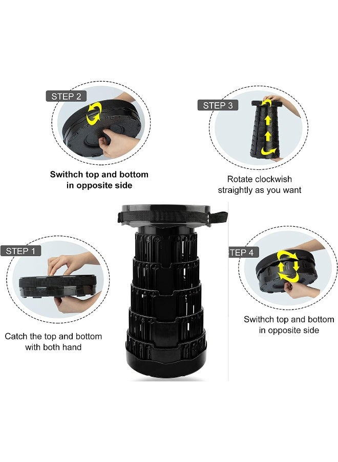 AWH Aminery Multifunctional Foldable Chair Shrink Stool Portable Telescoping Stool, Retractable for Camping Garden Fishing Hiking Travel BBQ, Adjustable Plastic Stools - Image 5