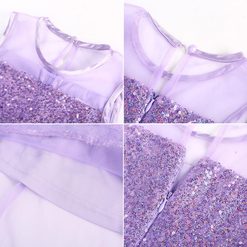 GRACE KARIN Girls Dress Size 8 Girl Birthday Party Formal Graduation Dresses for Teens Sequin Sleeveless Tulle Dress - Image 5