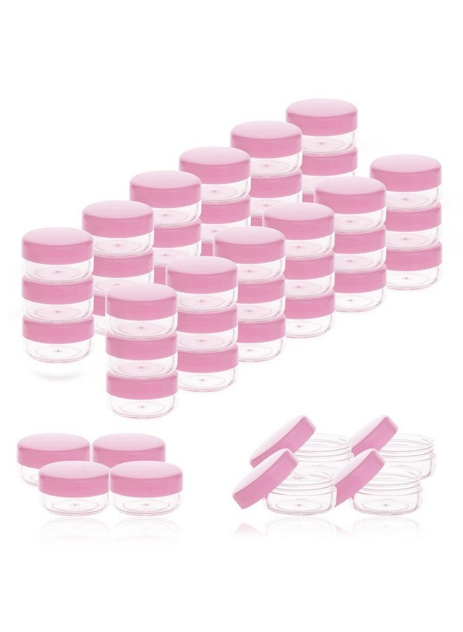 ZEJIA 5 Gram Sample Containers With Lids, Mini Makeup Containers, Empty Plastic Travel Cosmetic Containers With Labels(100 Count, Pink Lid) - Image 1