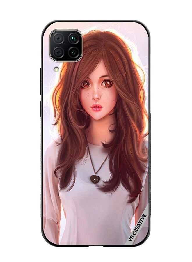 VR CREATIVE Protective Case Cover For Huawei Nova 7i/P40 Lite Girl With Curly Hair Design Multicolour - Image 1