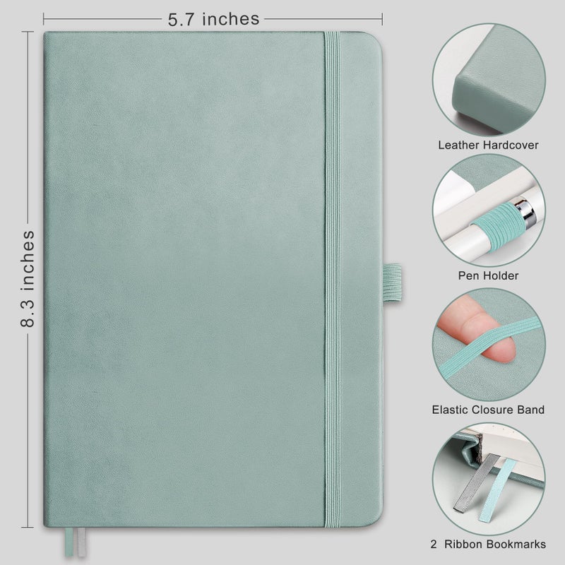 RETTACY Graph Grid Paper Notebook, 192 Pages, A5 Medium Size (5.7'' x 8.3''), 5 Squares per Inch, Leather Hardcover, 100 GSM Thick Paper, for School, Students, Math, Engineering (Blue-gray) - Image 2