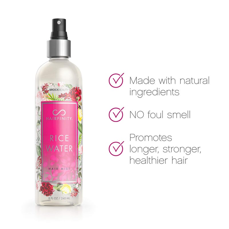 Hairfinity Rice Water Hair Mist - Silicone & Sulfate Free Formula - Best for Damaged, Dry, Curly or Frizzy Hair - Safe for Keratin and Color Treated Hair 8oz - Image 3