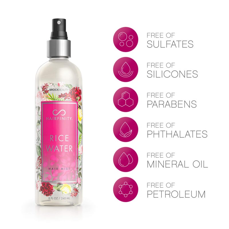 Hairfinity Rice Water Hair Mist - Silicone & Sulfate Free Formula - Best for Damaged, Dry, Curly or Frizzy Hair - Safe for Keratin and Color Treated Hair 8oz - Image 5