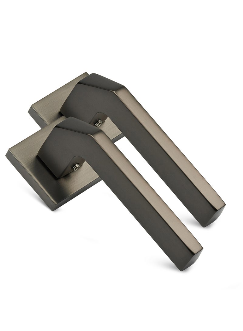 CINCINNO Geminus Premium Anti-Rust Zinc Door Handle Pair – Durable & Stylish for Home & Office, UV Protection, 2-Year Color & 5-Year Mechanical Warranty, Salt Spray Tested (Gun Metal Grey)  - Image 1