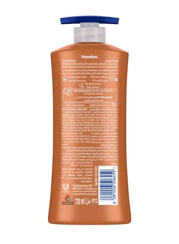 Vaseline Intensive Care Body Lotion For Dry To Very Dry Skin Cocoa Radiant 725ml - Image 2