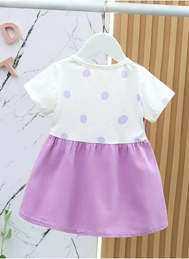 YUNIQEE Lavender A-Line Crew Neck Polka Dot Dress