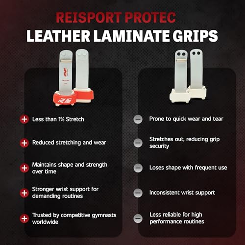 Reisport Protec Uneven Bar Gymnastics Grips for Women - Triple Strength Leather Hand Grips for Gymnastics Bars - Gymnastics Equipment & Accessories for Advanced Gymnasts - Image 3