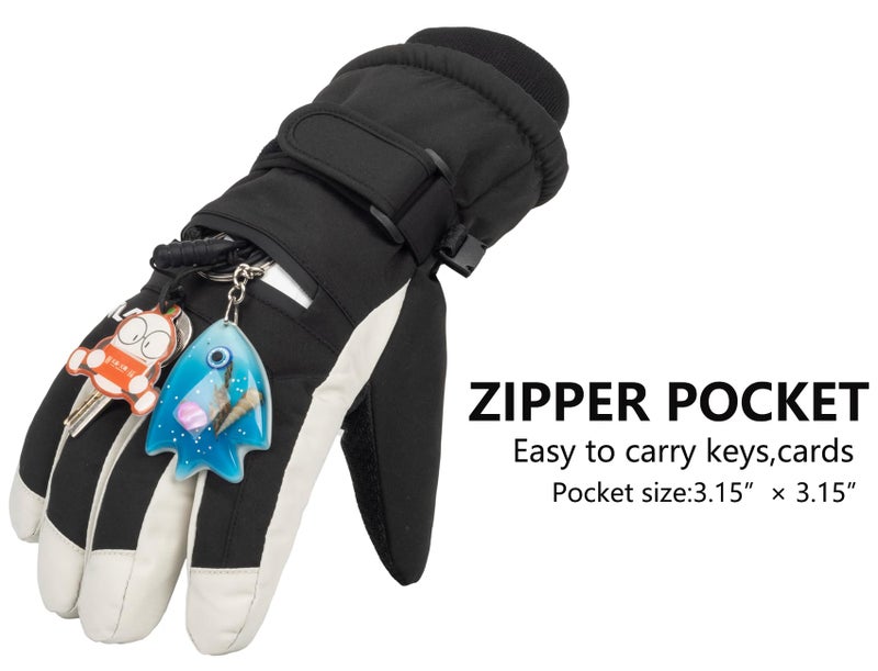 XuoAz Kids Winter Ski Gloves,Warm Waterproof Snow Gloves,Non Slip Snowboard Mittens for Boys Girls(for 8-12 years) - Image 3