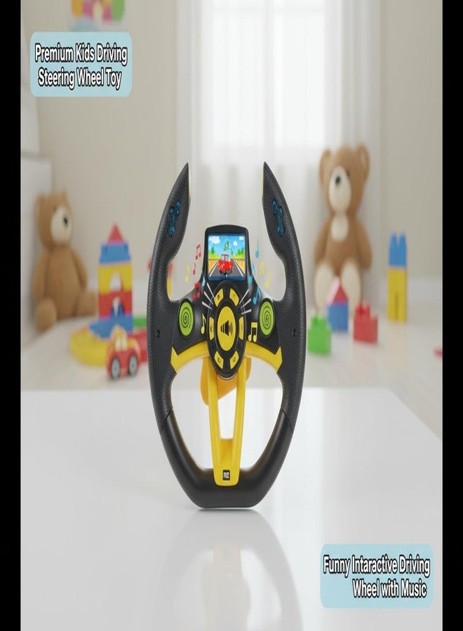Claudelle Premium Kids Driving Steering Wheel Funny Interactive Driving Wheel with Music (Black) - Image 4