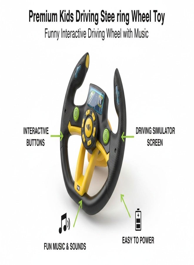 Claudelle Premium Kids Driving Steering Wheel Funny Interactive Driving Wheel with Music (Black) - Image 3