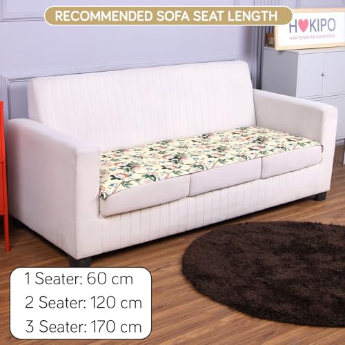 HOKIPO 450gsm Holland Velvet Printed Sofa Cover Mat for 2 Seater Sofa, Botanical Garden Beige (IN-785-D3) - Image 4