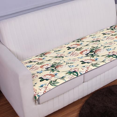 HOKIPO 450gsm Holland Velvet Printed Sofa Cover Mat for 2 Seater Sofa, Botanical Garden Beige (IN-785-D3) - Image 1