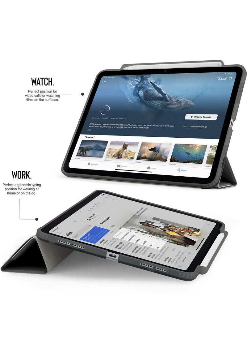 حافظة قلم رصاص Origami No3 لجهاز Apple iPad Pro مقاس 11 بوصة (2024) حافظة M4 الذكية مع حامل 5 في 1 - رمادي