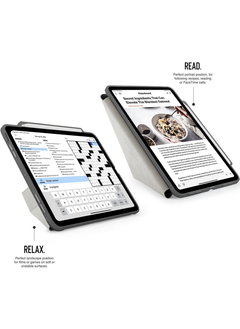 حافظة قلم رصاص Origami No3 لجهاز Apple iPad Pro مقاس 11 بوصة (2024) حافظة M4 الذكية مع حامل 5 في 1 - رمادي