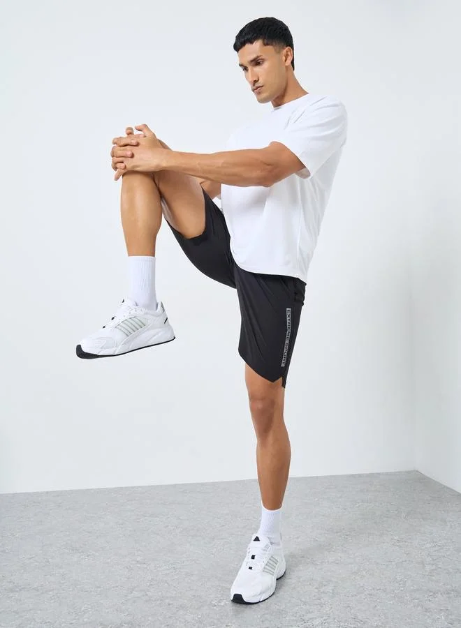Styli Active Men Black Workout Shorts with Side Print Detail