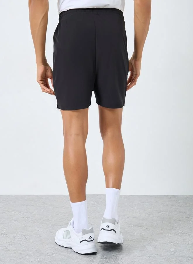 Styli Active Men Black Workout Shorts with Side Print Detail