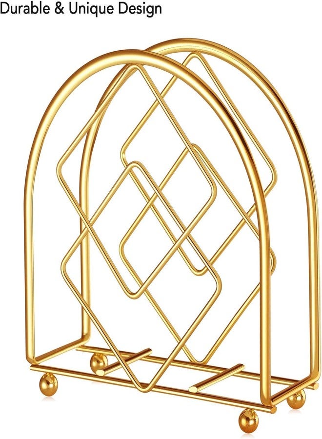 CentraLit Napkin Holder for Dining Table - Home Décor, Freestanding Metal Paper Holder for Kitchen Countertop, Heavy Duty Napkin Paper Organizer, Tissue Dispenser Stand for Home Restaurant (Gold) - Image 5