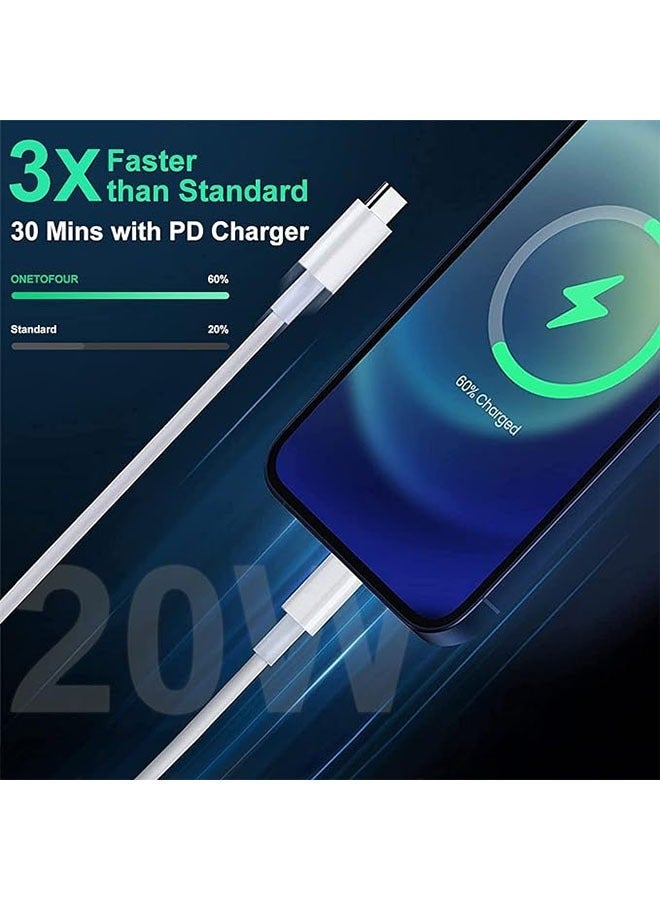 USB C to Lightning Cable 1M Compatible with iPhone 14/iPhone 14 Pro Max/13/12/11 Pro/X/XS/XR/8 Plus/AirPods Pro, Supports Power Delivery, 1M, White - Image 2