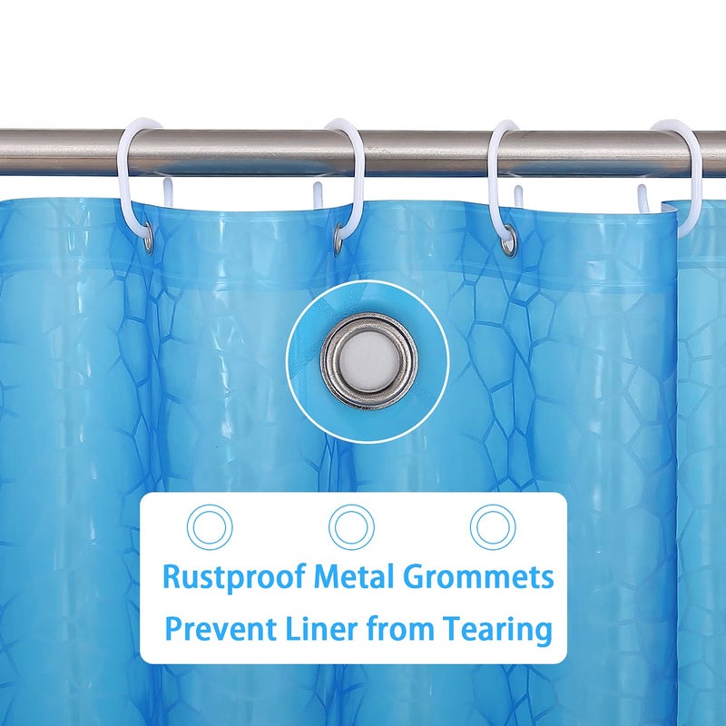 Bostofy Waterproof Shower Curtain Liner EVA Thick Shower Curtain with Heavy Duty 3 Bottom Magnets, Shower Liner for Shower Stall, Bathtubs, 3D Pebble Pattern, 72 x 72,12 Hooks - Image 5