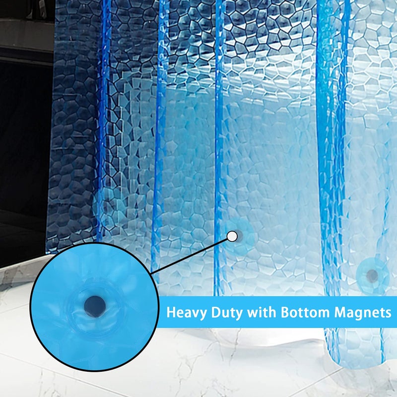 Bostofy Waterproof Shower Curtain Liner EVA Thick Shower Curtain with Heavy Duty 3 Bottom Magnets, Shower Liner for Shower Stall, Bathtubs, 3D Pebble Pattern, 72 x 72,12 Hooks - Image 4