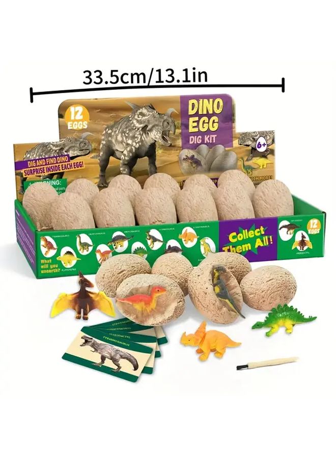 Dinosaur Egg Digging Toy Set 12 Eggs With Dinosaur Figures Educational Science Kit For Kids - Image 3
