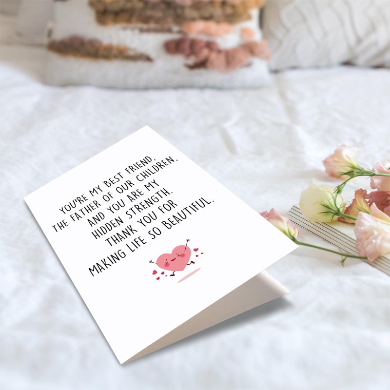 Obbyidk Romantic Father's Day Card for Husband, Sweet Anniversary Card from Wife, Husband Birthday Cards, Thank You for Making Life So Beautiful - Image 5
