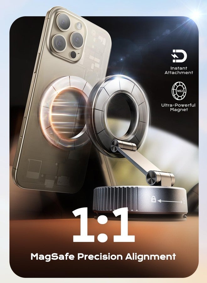 Viccux 2025 Upgraded [Nano Gel+Vacuum Suction] Car Phone Holder for MagSafe, 360° Adjustable & 2400GF Strong Magnetic Phone Holders for Your Car, Dashboard Car Phone Mount for iPhone 17/16/15/14/13/12 - Image 5