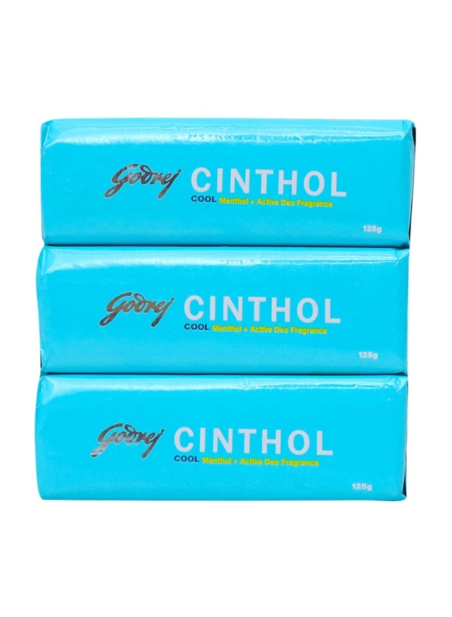 سينثول صابون الاستحمام "سينثول كول" (Cinthol Cool)، بالمنثول ورائحة مزيل العرق النشط، 125 جم (عبوة من 3 قطع) - Image 1