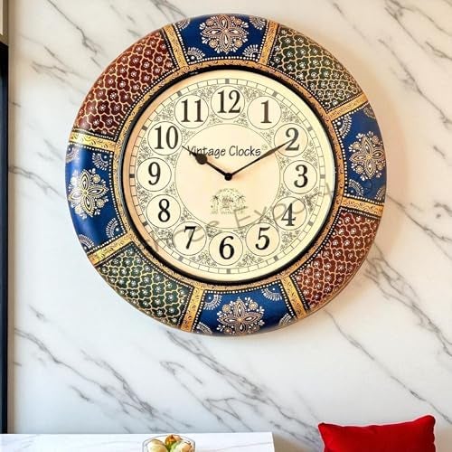 Vintage Clock Wooden Hand-Crafted Analog Wall Clock / 1 Year Warranty / 16 Inches (40 Cm'S) - Image 2