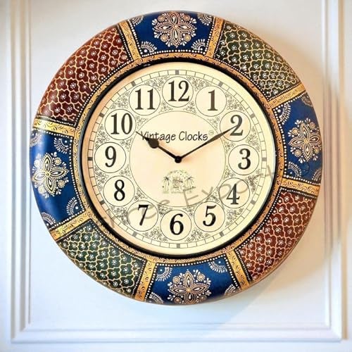 Vintage Clock Wooden Hand-Crafted Analog Wall Clock / 1 Year Warranty / 16 Inches (40 Cm'S) - Image 1