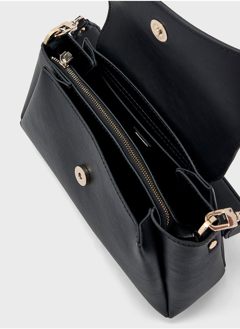 GUESS Logo Detail Sora Flap Over Satchels  - Image 5