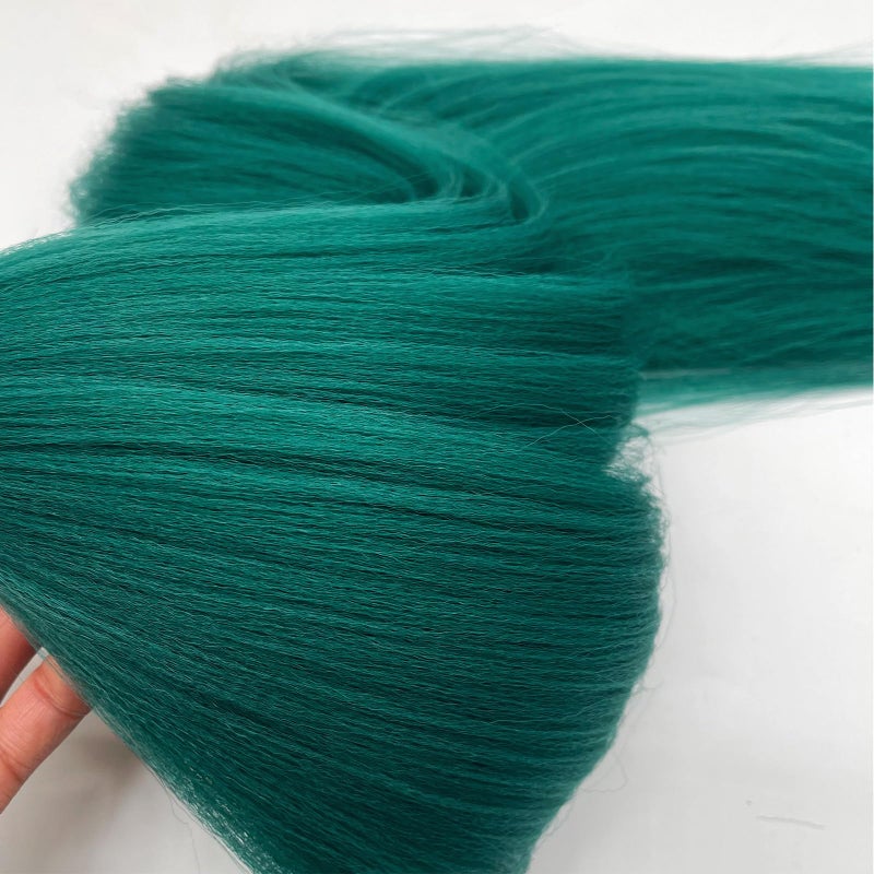 UPruyo Dark Green Braiding Hair Pre Stretched Teal Braiding Hair 26 Inch Knotless Kanekalo Colorful Prestretched Braiding Hair Extensions (Teal-3 Packs) - Image 5