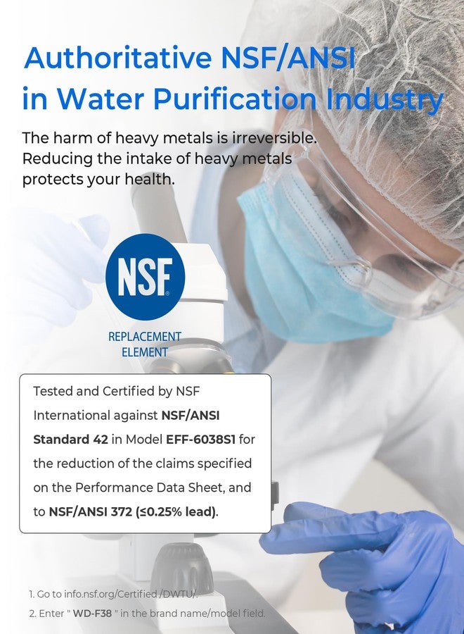 ووتر دروب فلتر مياه بديل من Waterdrop طراز EDR1RXD1 لفلتر Everydrop® رقم 1، وWhirlpool® W10295370A، وEDR1RXD1B، وP8RFWB2L، وP4RFWB، وWD-F38، وKenmore® 46-9081، و46-9930، عبوة من 3 فلاتر - Image 4