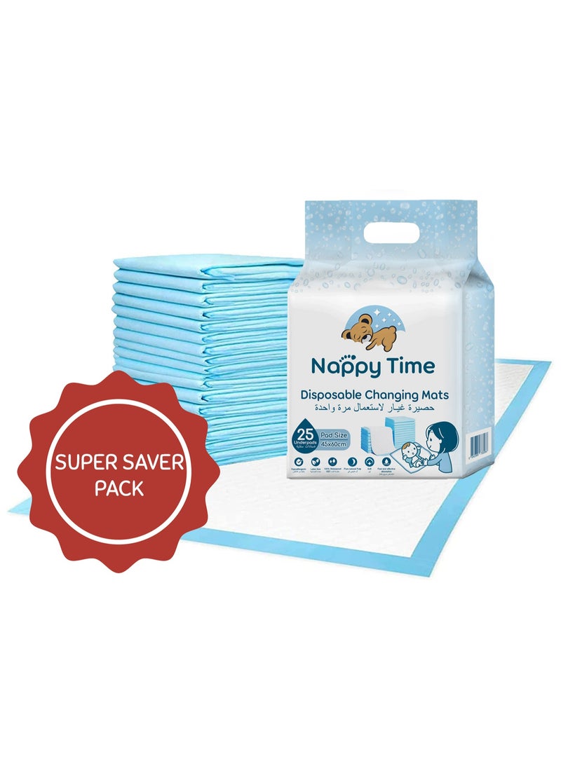 Nappy time Nappy Time Disposable Changing Mats, Nappy Pad, Baby Diaper Mat, Leak-proof, High Absorbency, 100% Water-proof Size 45x60 - 25 sheets packed in 2 (50 sheets)  - Image 3