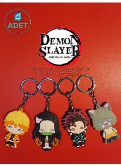 Toyfest Demon Slayer Figures Tanjirou Nezuko Agatsuma Zenitsu Hashibira Inosuke Itabag Keychain -4 Pcs  - Image 1