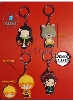 Toyfest Demon Slayer Figures Tanjirou Nezuko Agatsuma Zenitsu Hashibira Inosuke Itabag Keychain -4 Pcs  - Image 2