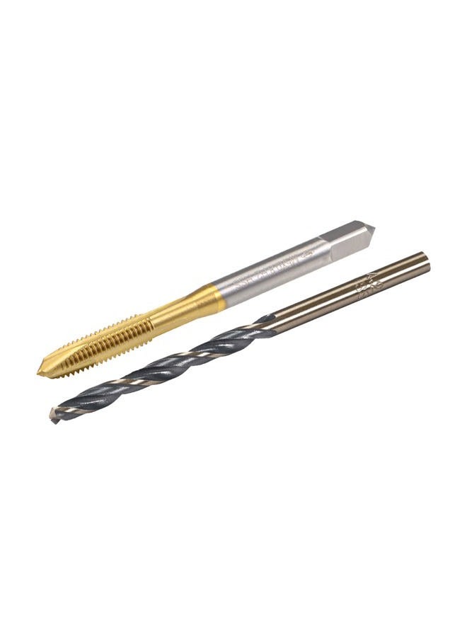 uxcell M5 x 0.8 Straight Flute Thread Tap and 4.2mm Twist Drill Bit Set, Metric Titanium Plated 4321 High Speed Steel Machine Screw Thread Tap Threading Drilling Tool - Image 1