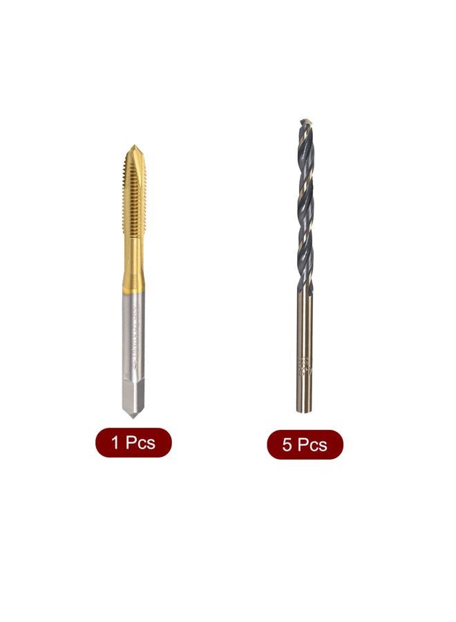 uxcell M5 x 0.8 Straight Flute Thread Tap and 4.2mm Twist Drill Bit Set, Metric Titanium Plated 4321 High Speed Steel Machine Screw Thread Tap Threading Drilling Tool - Image 3